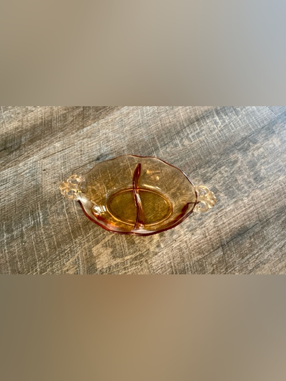 Fostoria Lafayette Mayonnaise Bowl Divided Pink Pressed Oval Handles USA